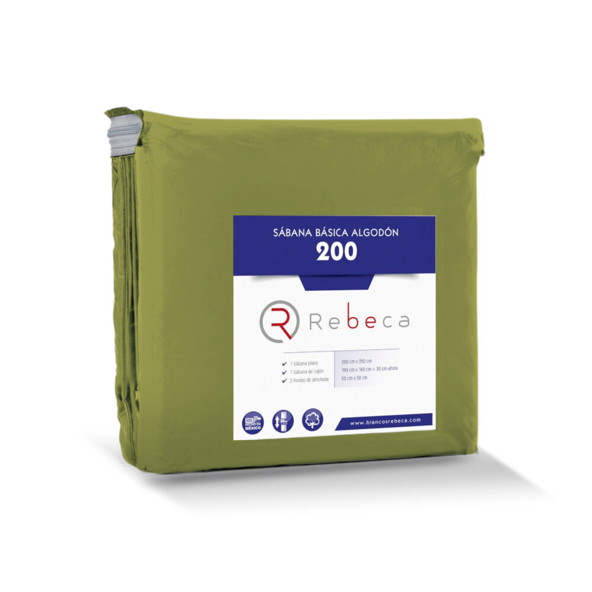 Juego de Sábanas Básica Algodón Percal 200 -Matrimonial -Verde Olivo