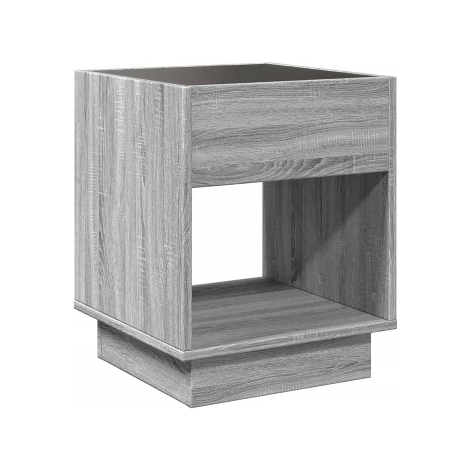 Bossa Mesa auxiliar cuadrada gris Haifa con luz LED decorativa efecto infinito para sala o recamara