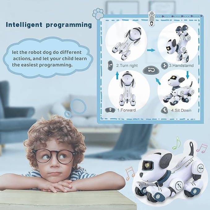 Juguetes robot para perros para niños de 3 a 9 años, cachorro robótico programable