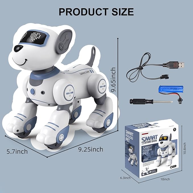 Juguetes robot para perros para niños de 3 a 9 años, cachorro robótico programable