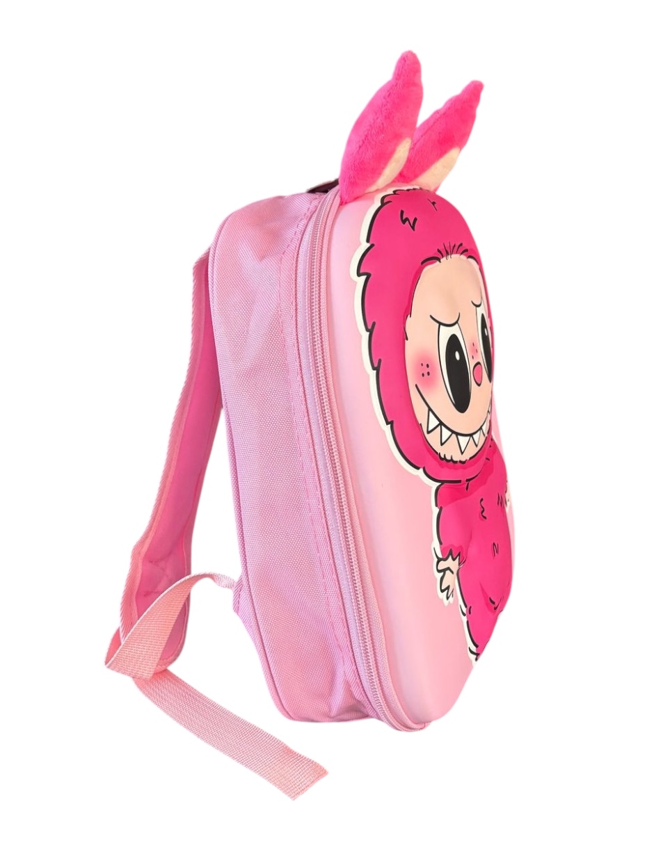 Mochila escolar infantil color fucsia de Labubu, doble cierre
