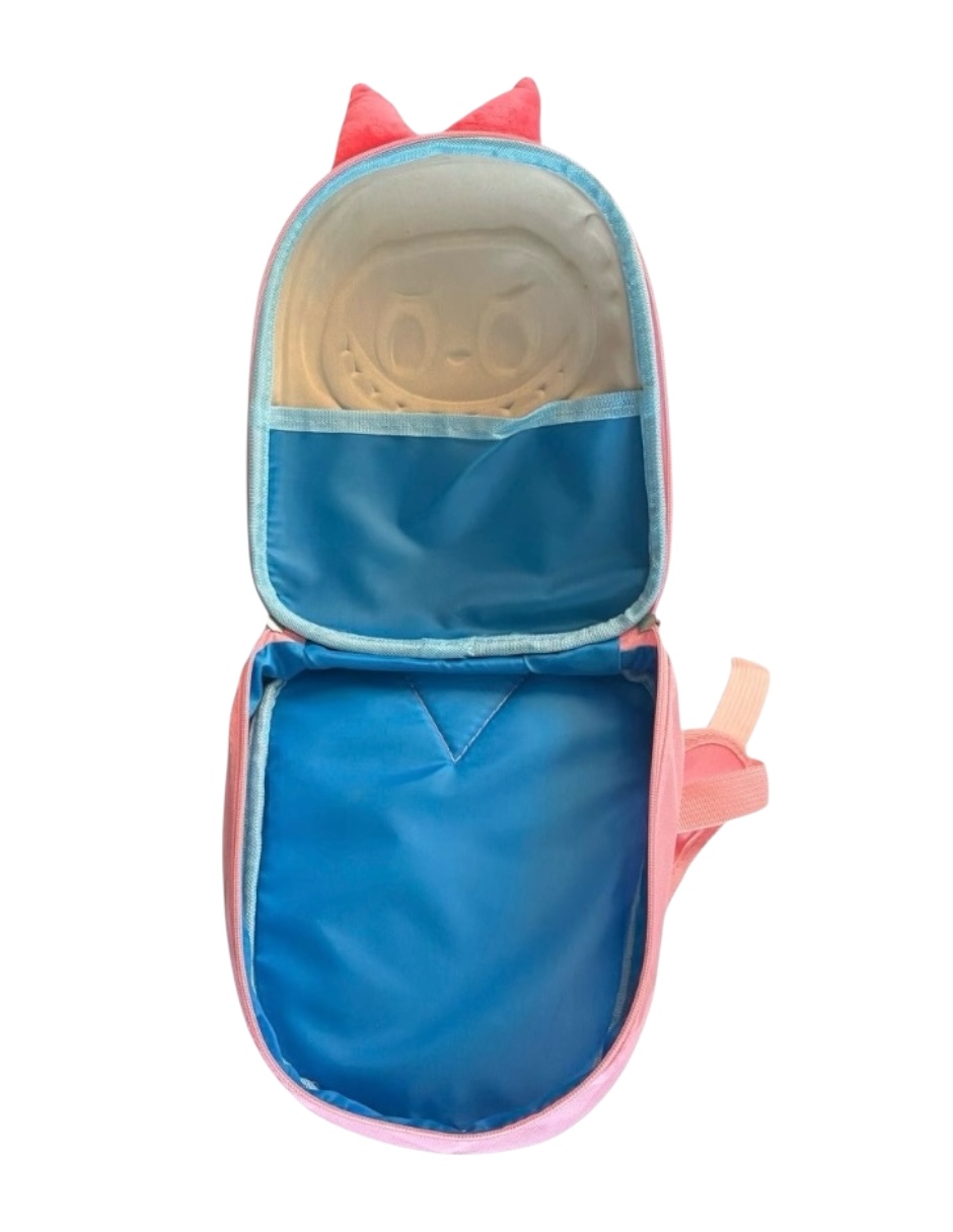 Mochila escolar infantil color fucsia de Labubu, doble cierre