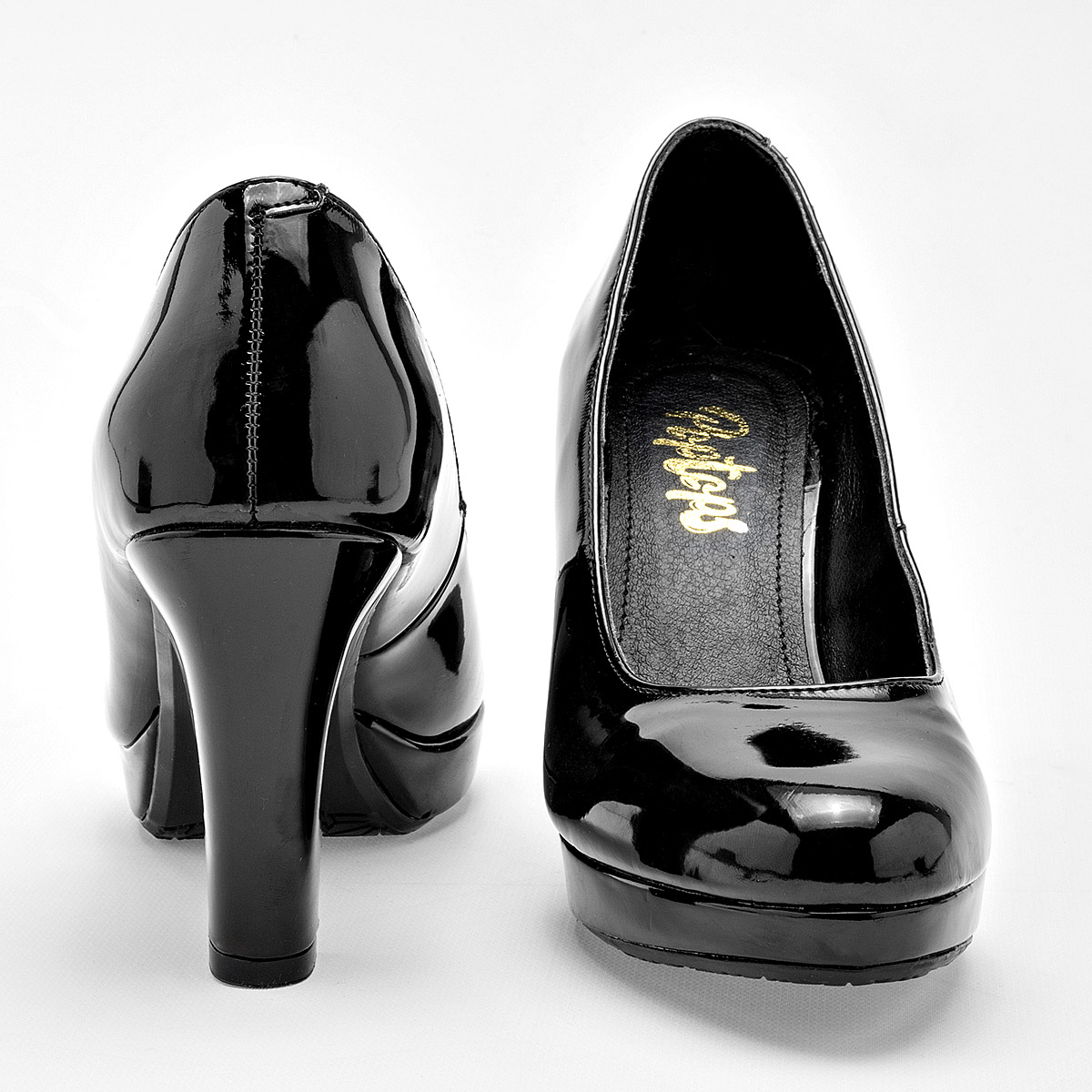 POPTOPS 2406 ZAPATILLA MUJER CASUAL TACON 8 CM COLOR NEGRO CHAROL