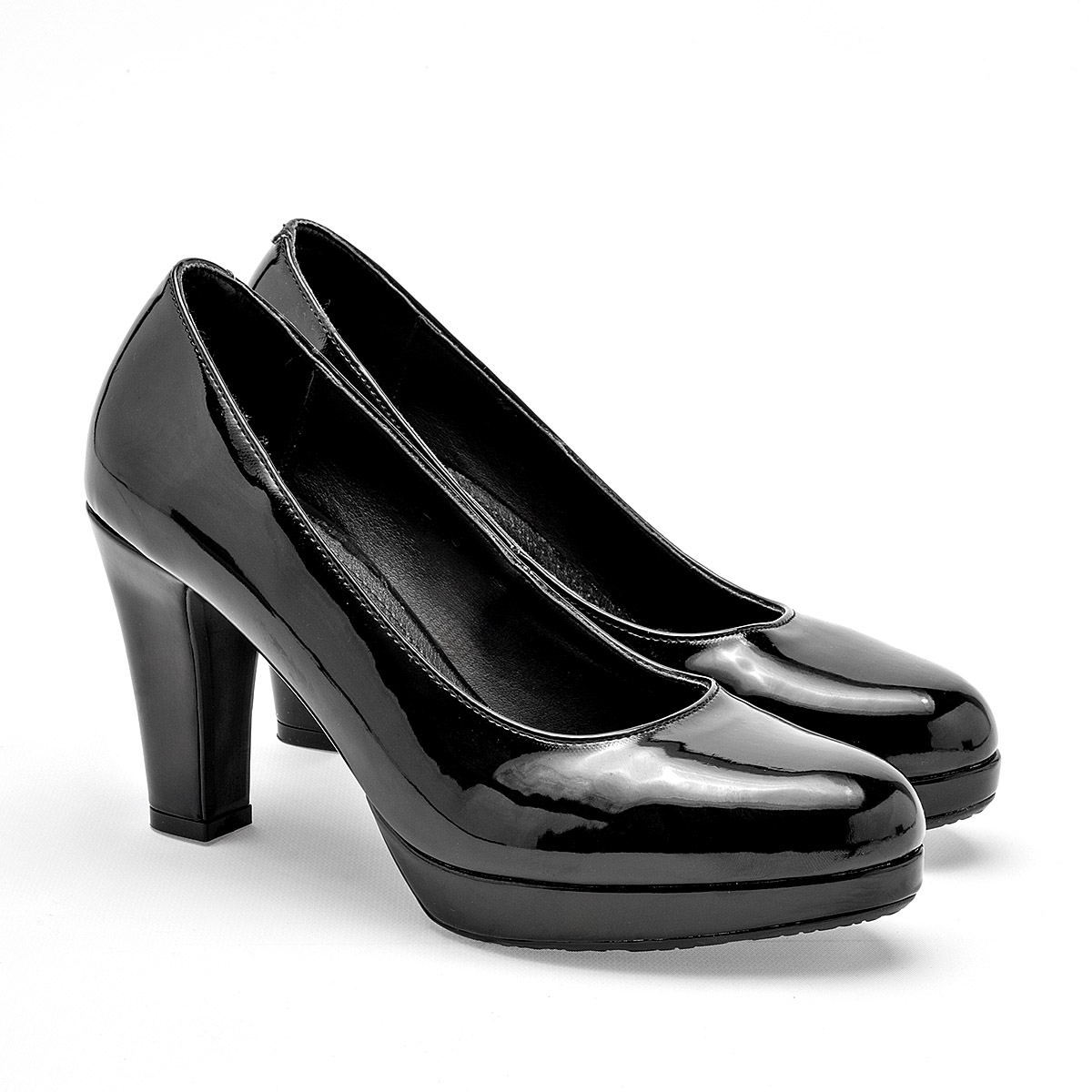 POPTOPS 2406 ZAPATILLA MUJER CASUAL TACON 8 CM COLOR NEGRO CHAROL