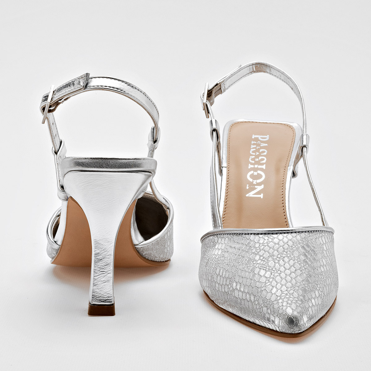 CLASBEN SIRCE ZAPATILLA MUJER CASUAL  TACON 10 CM COLOR PLATA