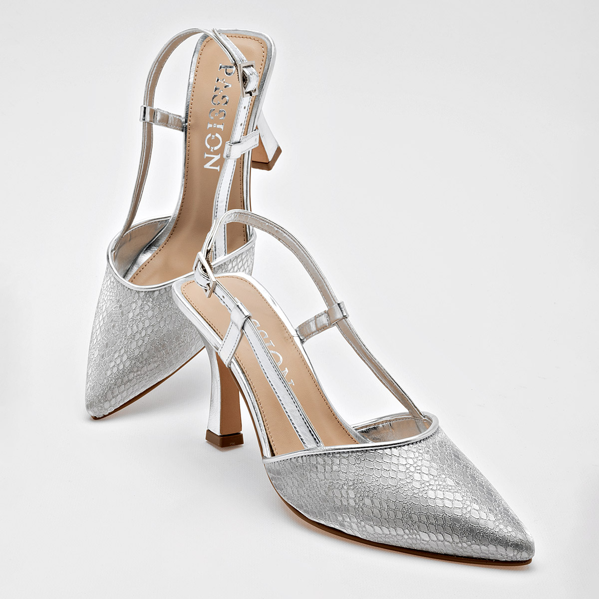 CLASBEN SIRCE ZAPATILLA MUJER CASUAL  TACON 10 CM COLOR PLATA