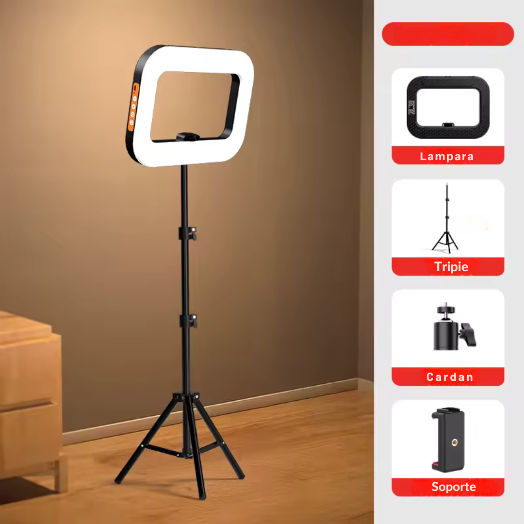 Aro de Luz LED Rectangular con Trípode 2.1m