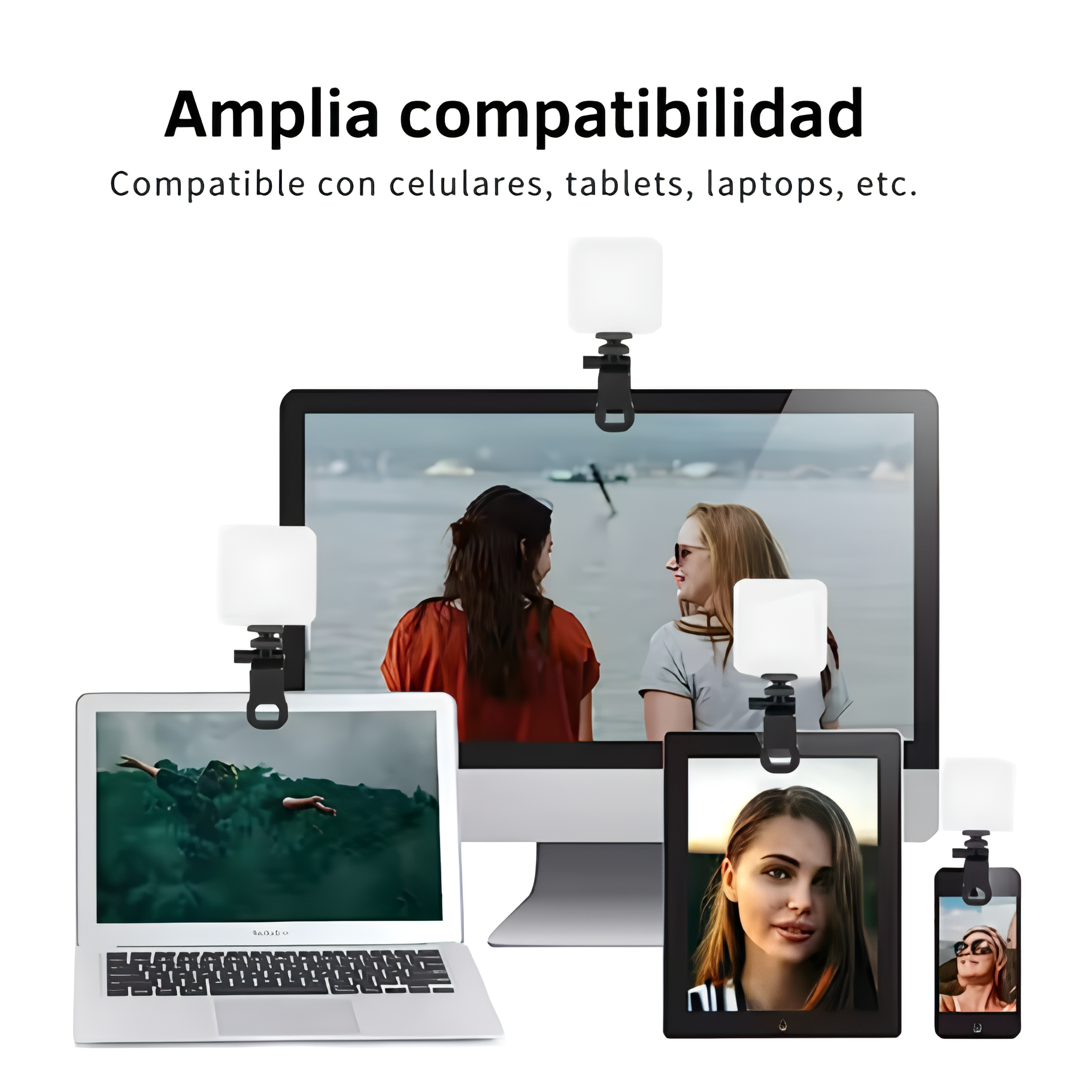 Luz LED RGB, 20 Modos de Iluminación,Compatible con Dispositivos Móviles y Portátiles