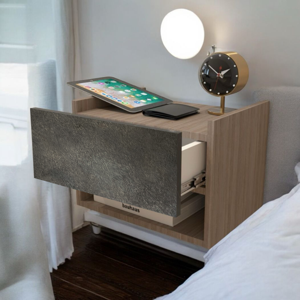 Buró Mesa de Noche Flotante Mueble Organizador Recamara 