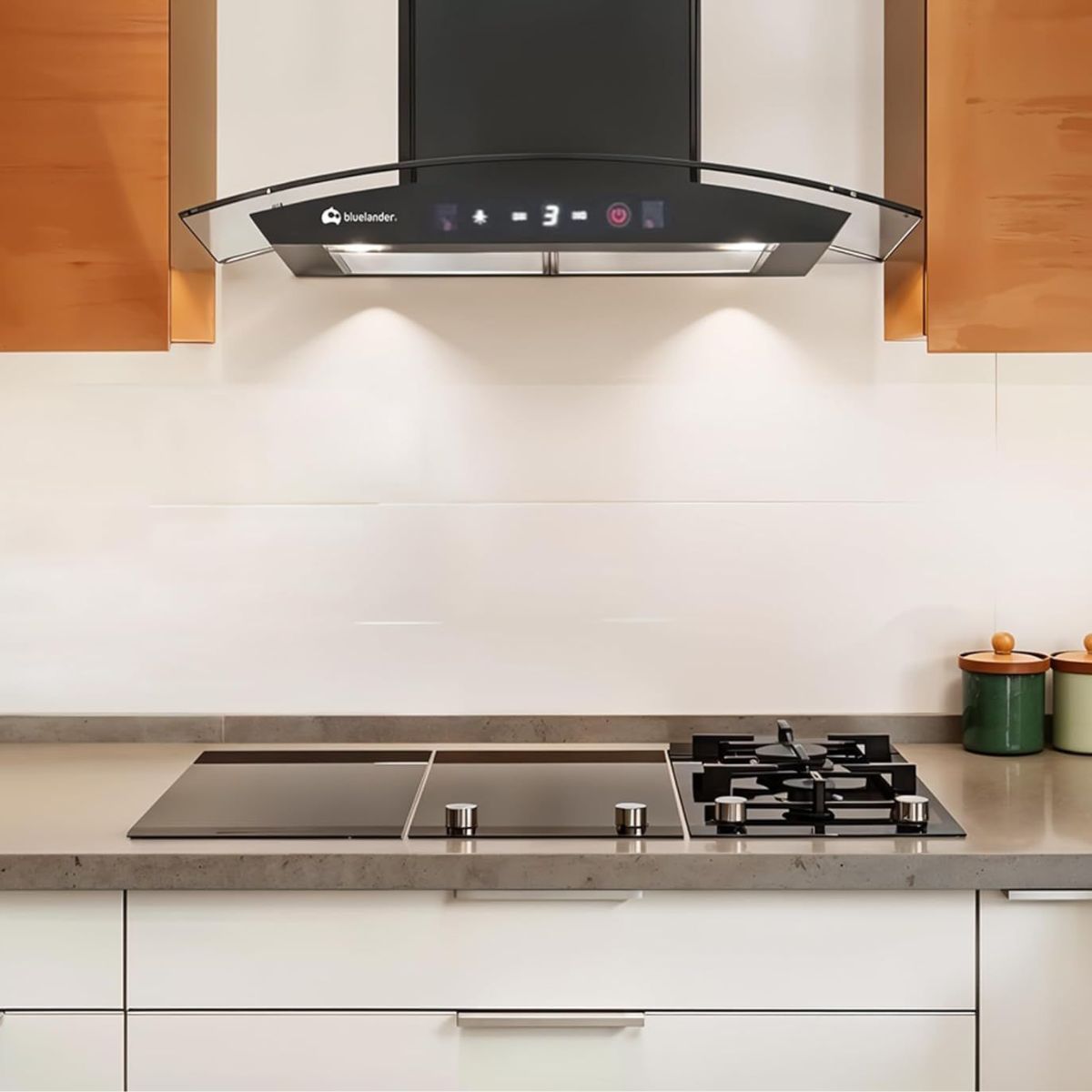 Campana Extractora Táctil 90 cm para Cocina de 3 Velocidades con Filtro de Carbón Activado Bluelander