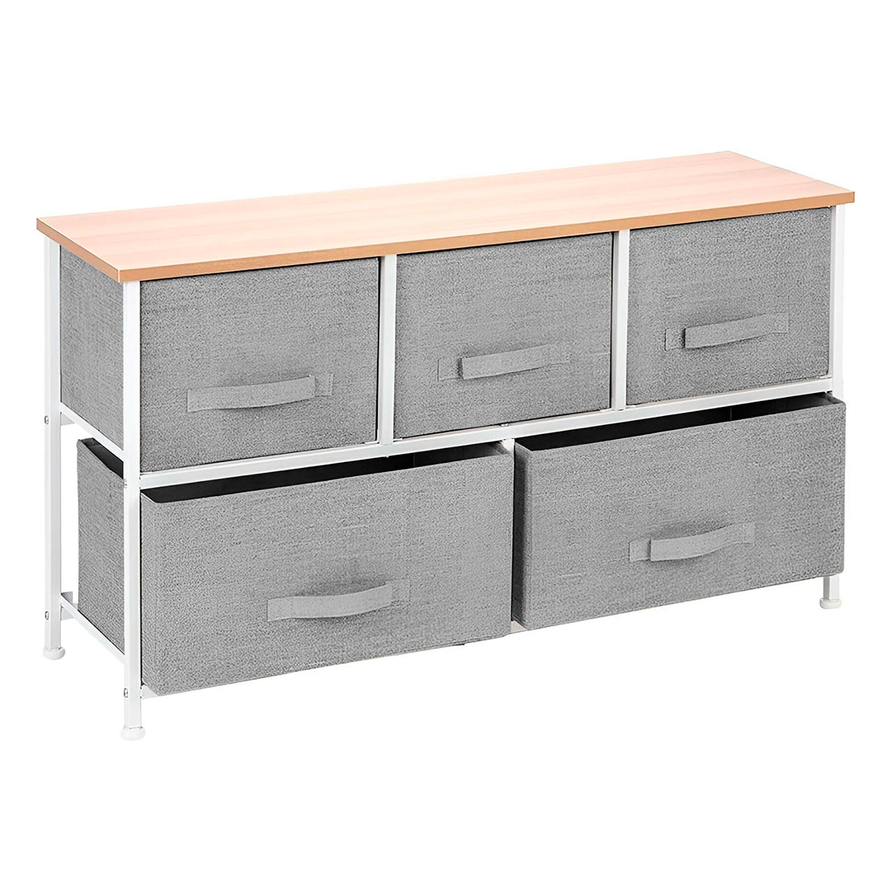 Cajonera de 2 Niveles con 5 cajones y 1 repisa Estructura de Acero Gris Claro Bluelander