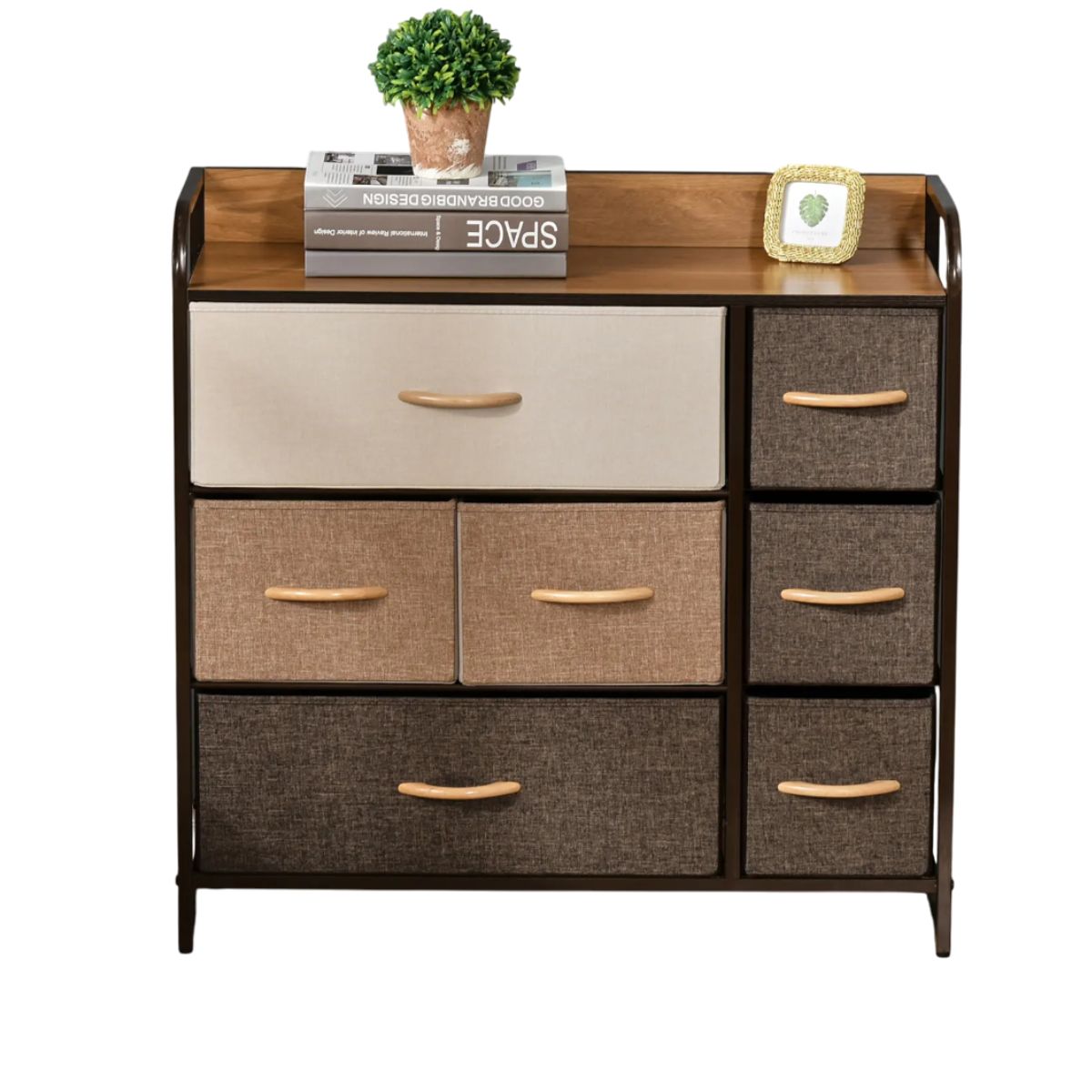 Cajonera de 3 Niveles con 7 Cajones y 1 Repisa Estructura de Acero Café Bluelander