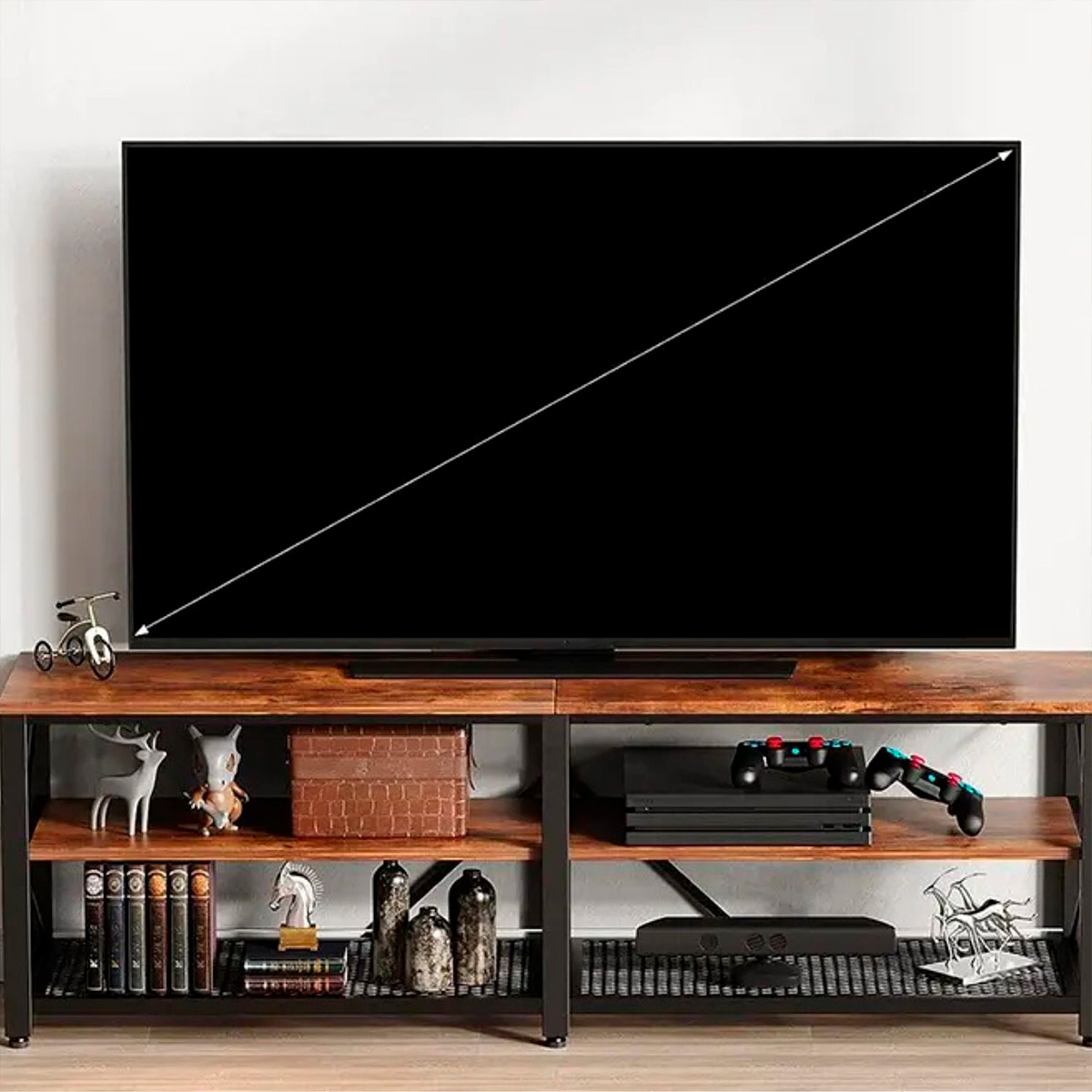 Mueble para TV de 60 Estante Organizador de 3 Niveles Café Bluelander