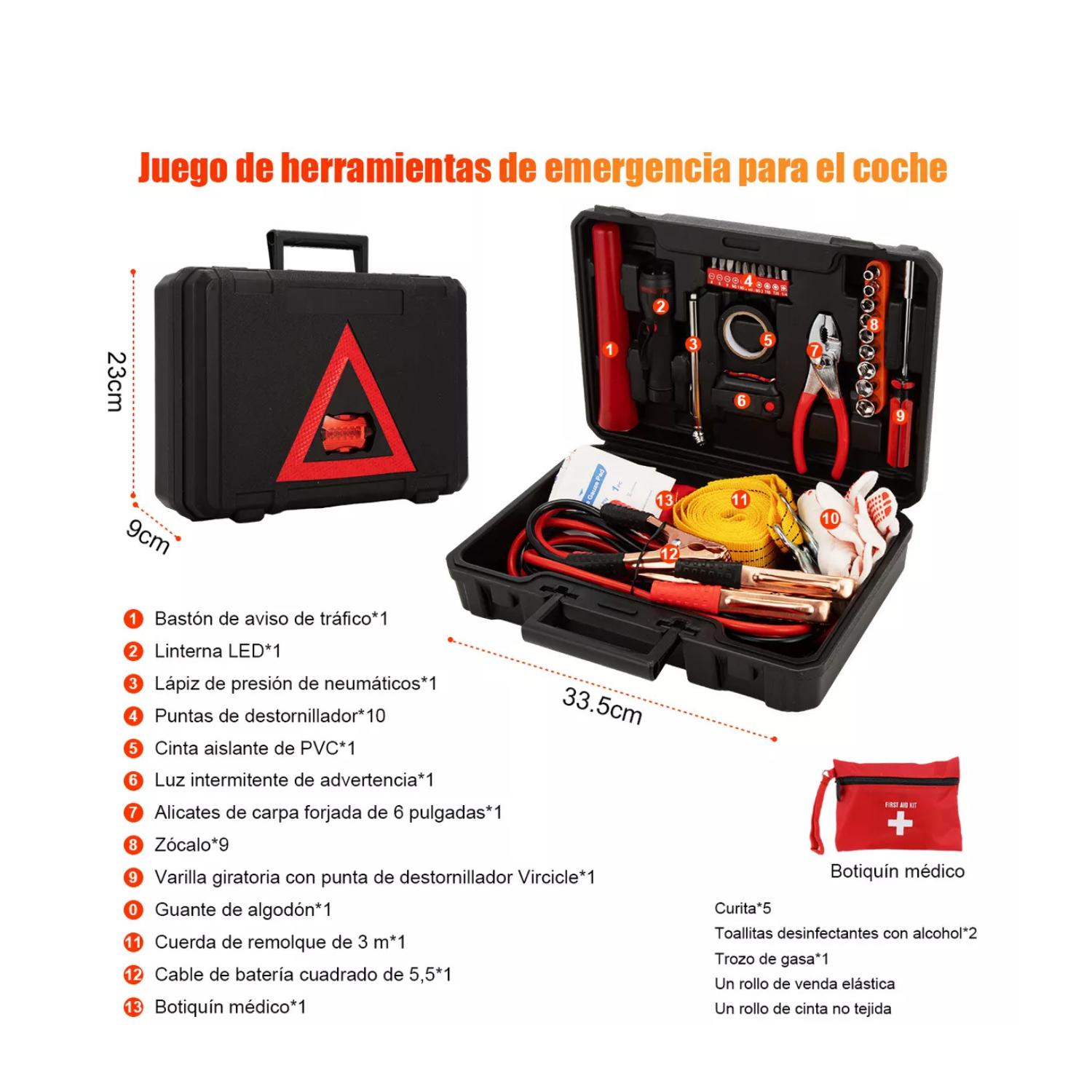 Kit Emergencia Auto Herramientas Essentials Seguidad