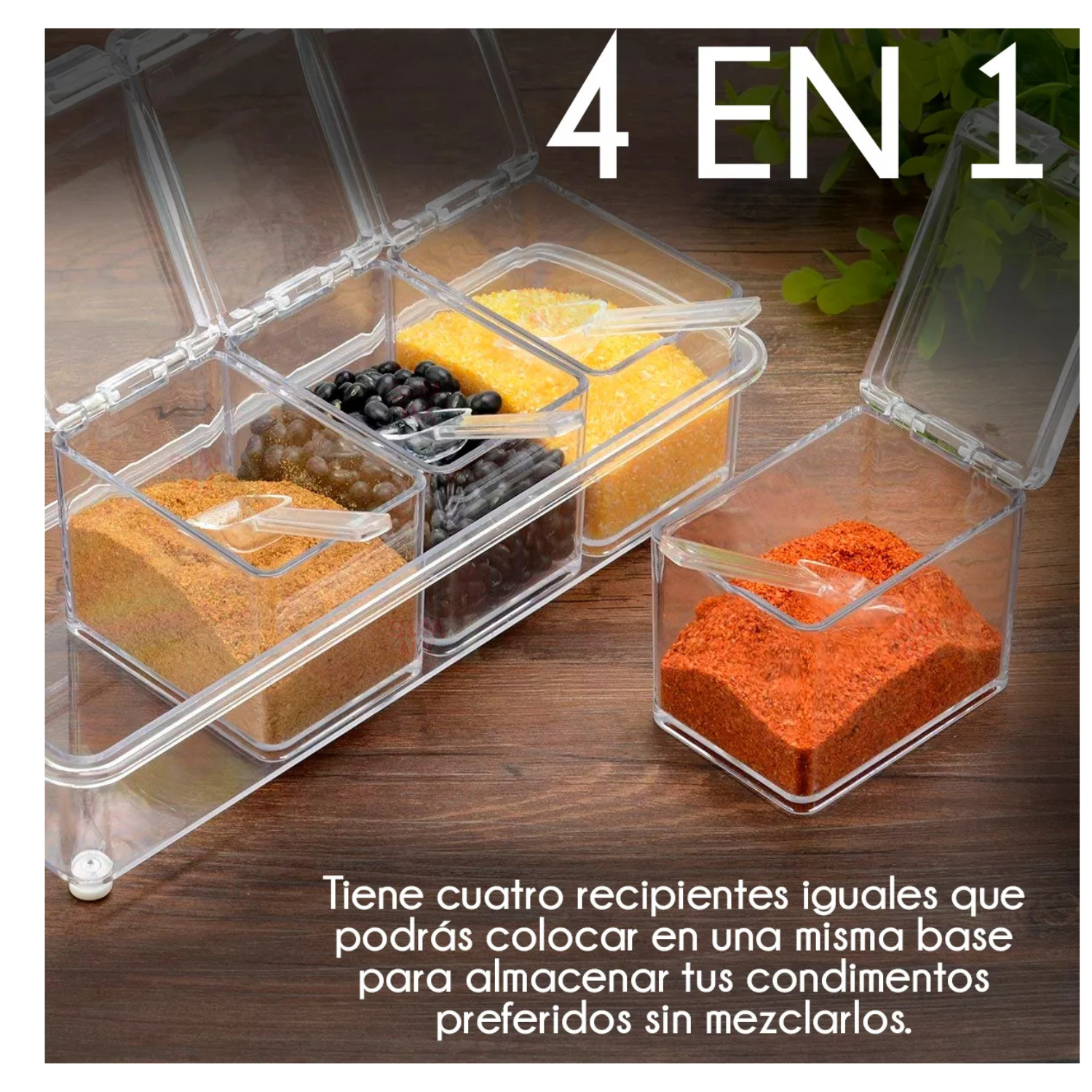 Organizador 4 Especieros Multiusos Condimentos Cocina Color Transparente