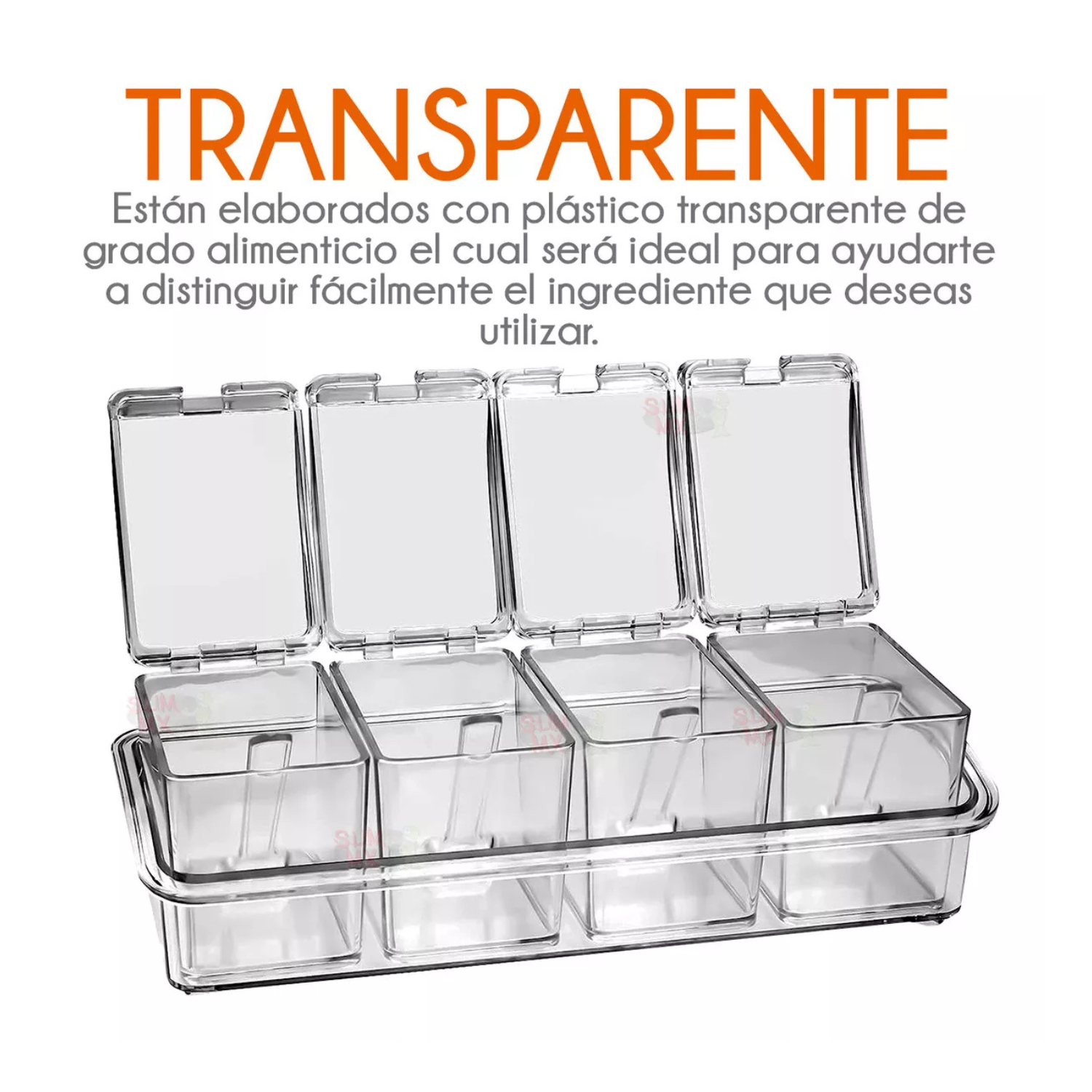Organizador 4 Especieros Multiusos Condimentos Cocina Color Transparente