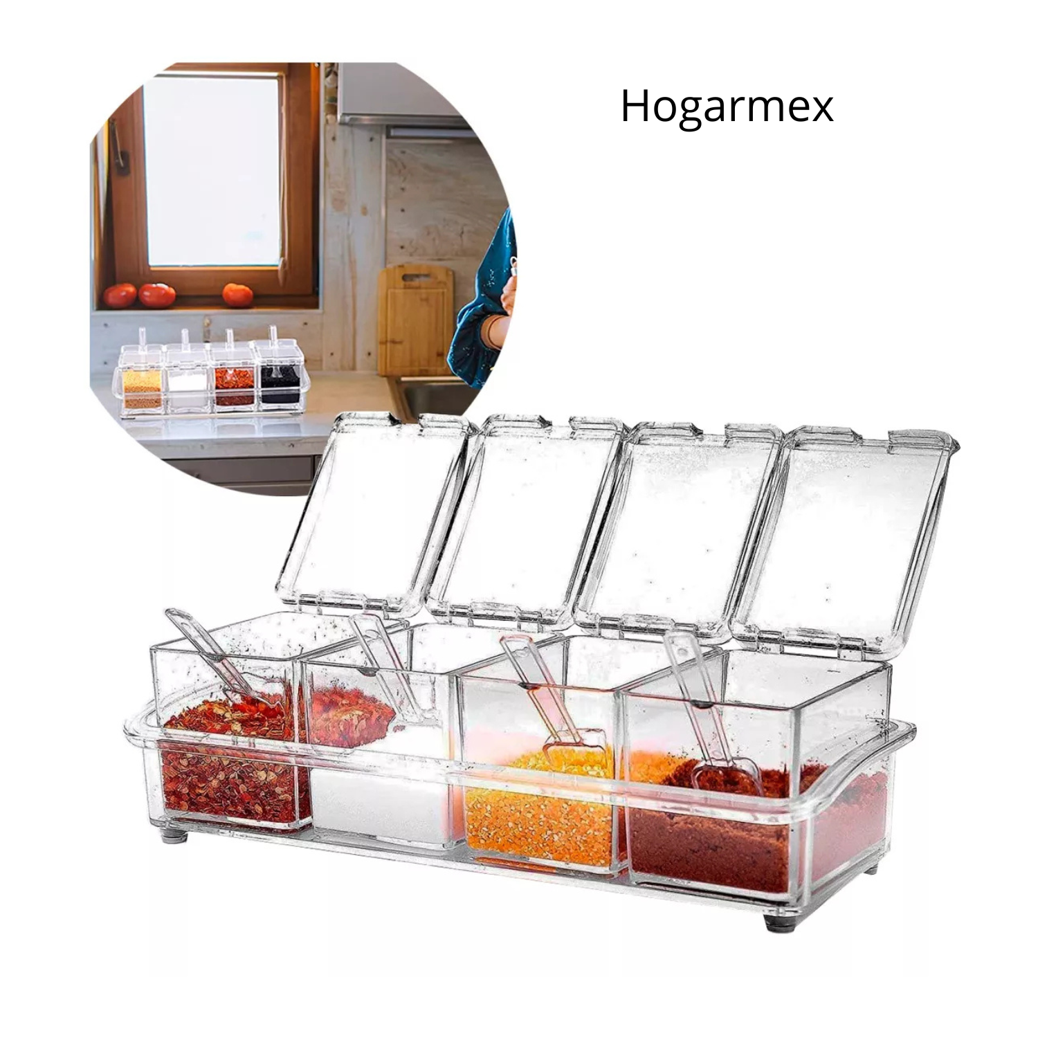 Organizador 4 Especieros Multiusos Condimentos Cocina Color Transparente