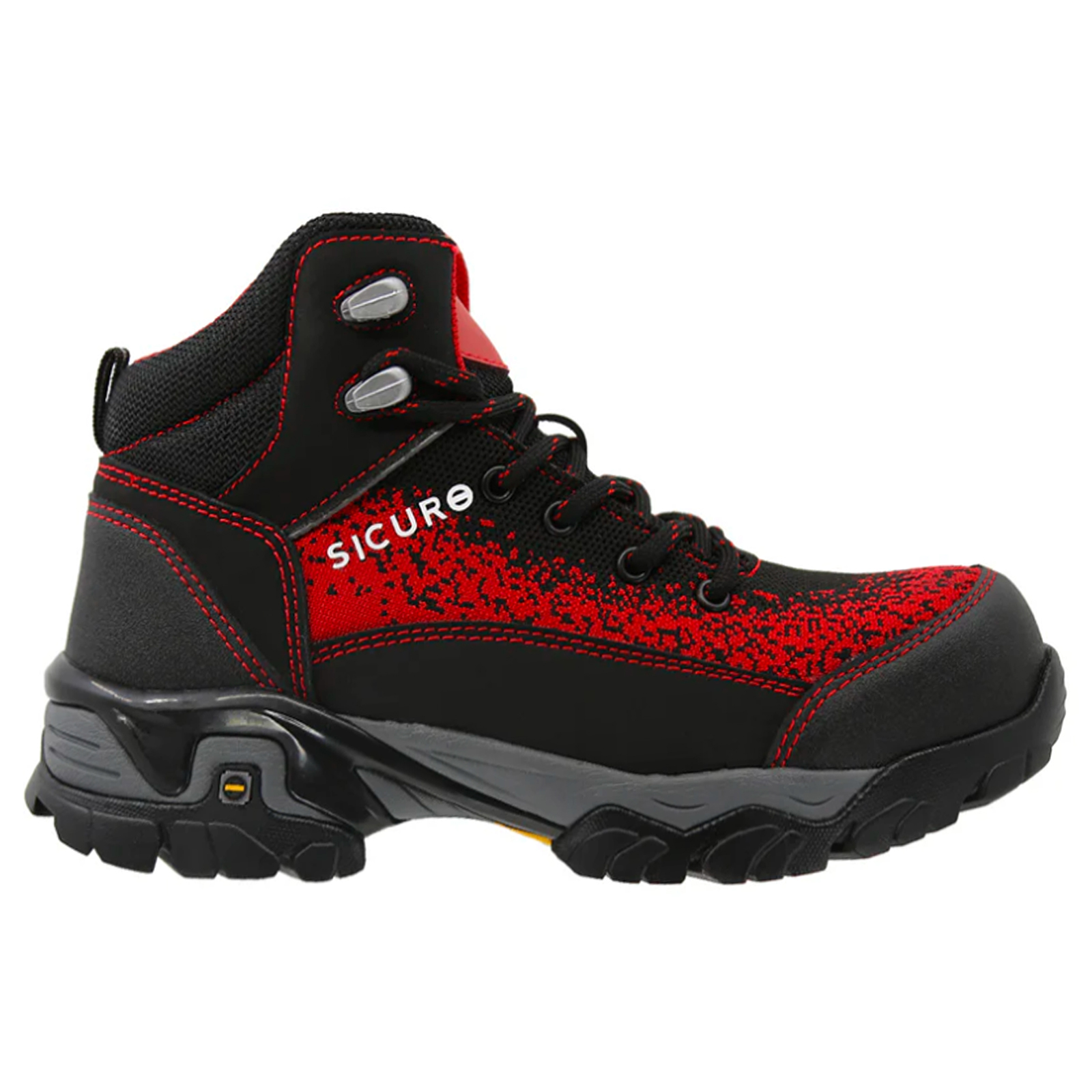 Botas de Seguridad Industrial Dielectrica Para Hombre Sicuro SF88 Negro Rojo Casco Policarbonato