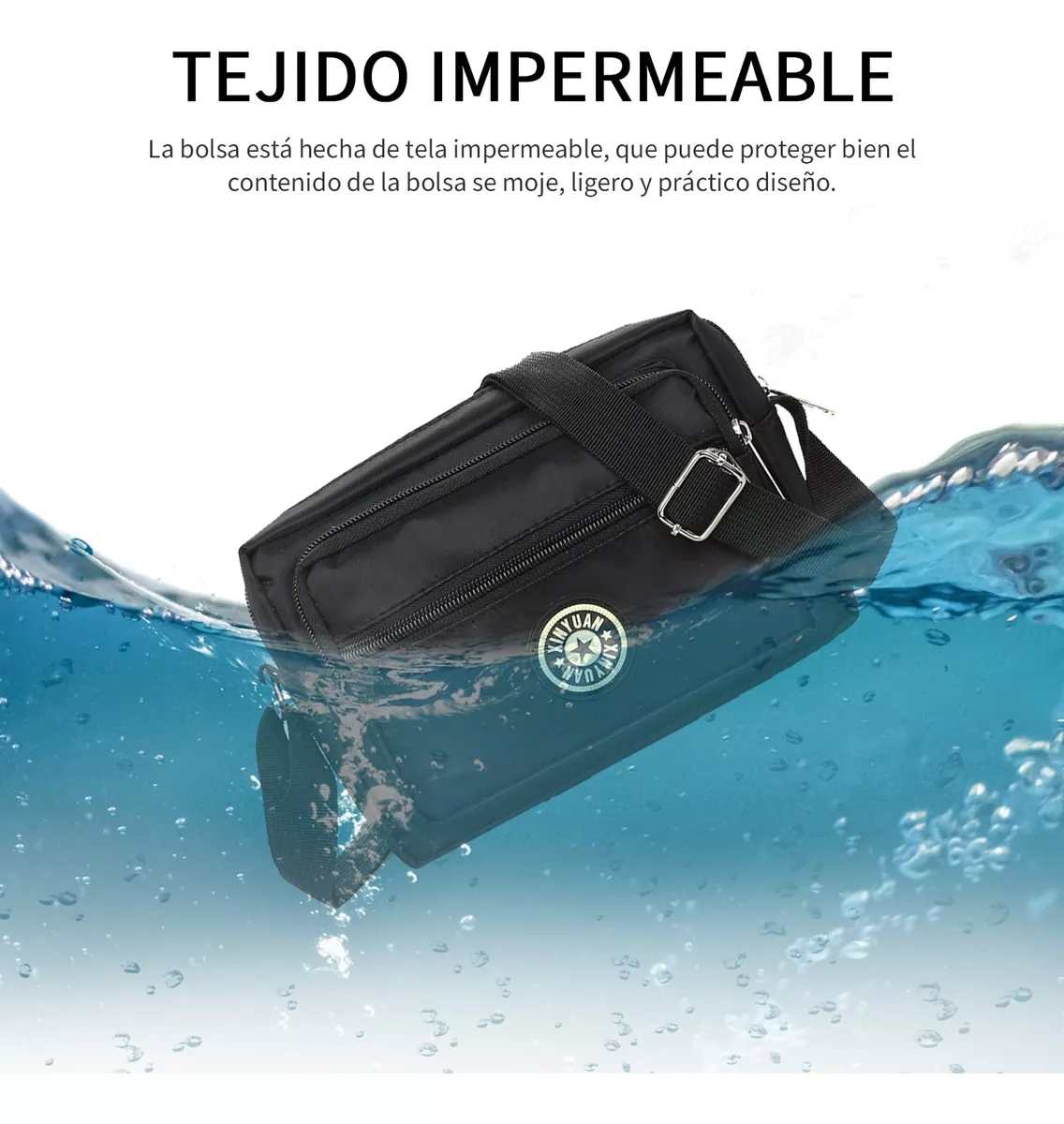 Bolso Hombro Mujer Impermeable Bandolera Mariconera Cruzada Negro
