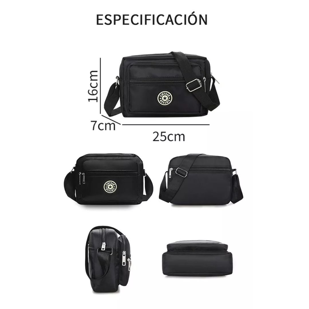Bolso Hombro Mujer Impermeable Bandolera Mariconera Cruzada Negro