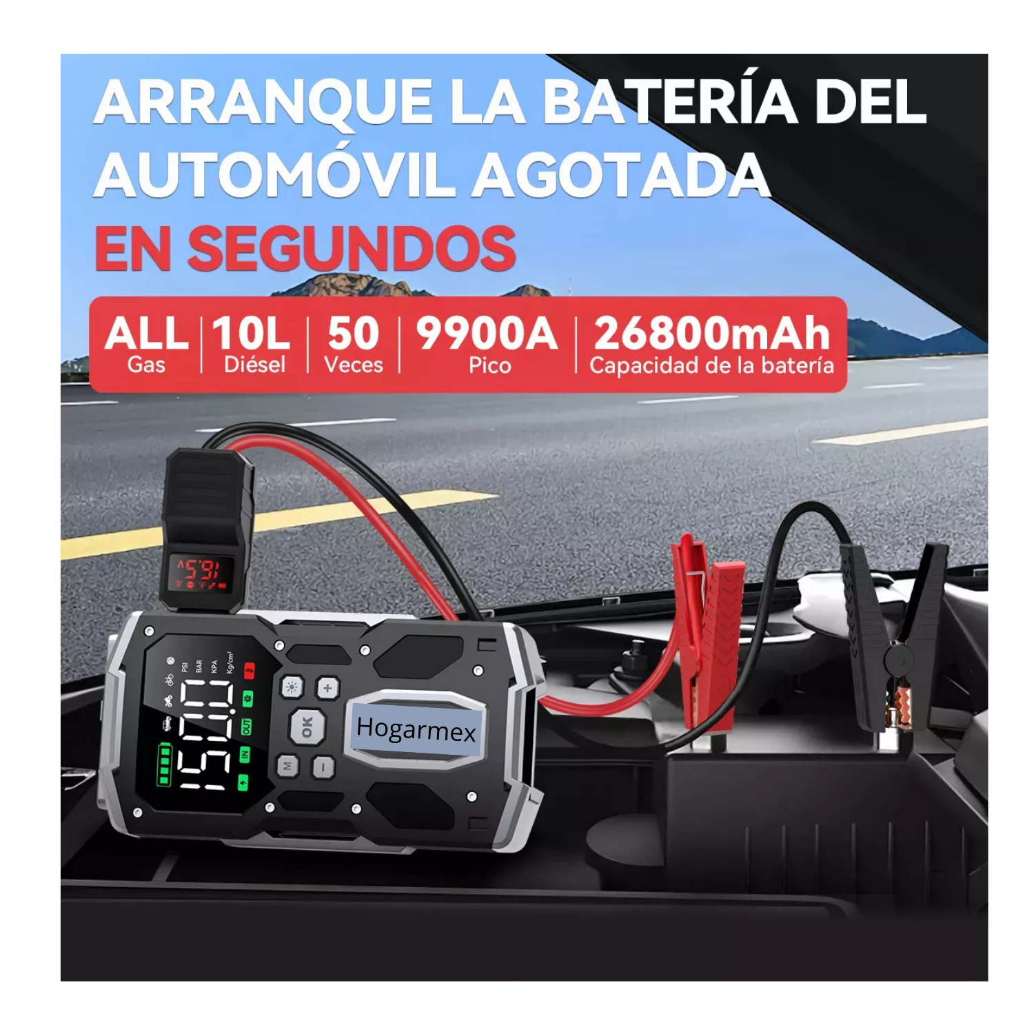 Arrancador De Batería De Coche BRPOM Portátil 9900a Inflador 150psi Negro