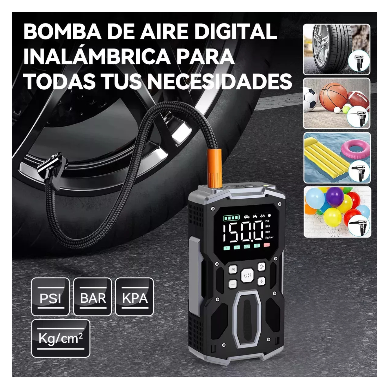 Arrancador De Batería De Coche BRPOM Portátil 9900a Inflador 150psi Negro