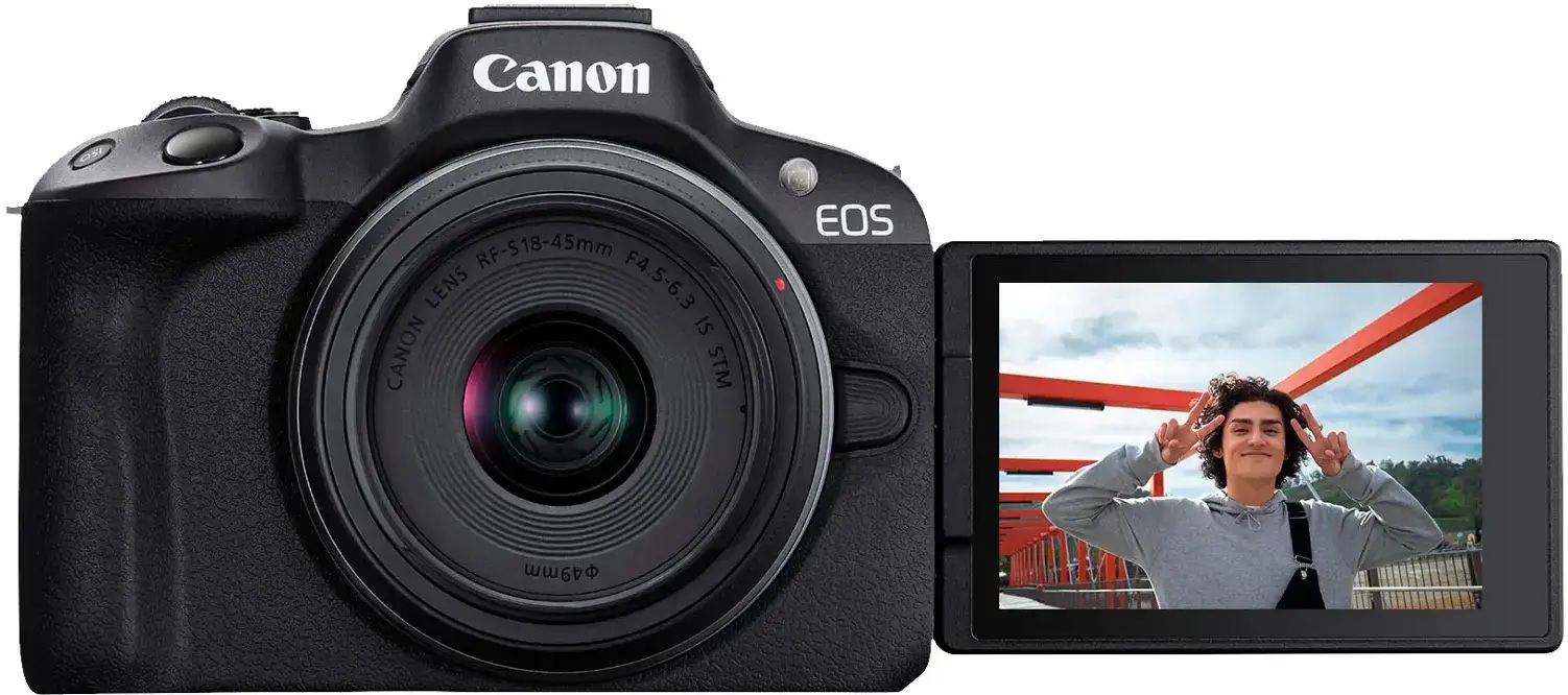 Camara Canon Eos R10 Objetivo RF - S18 - 45MM F4 1/2 - 6 IS STM con Correa Bateria y Cargador color Negro
