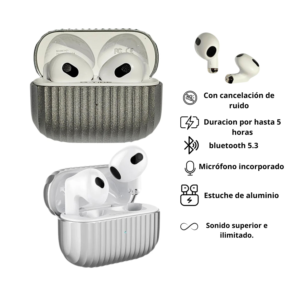 Audífonos Inalámbricos G-tide H21 Manos Libres 5.3 Plateado