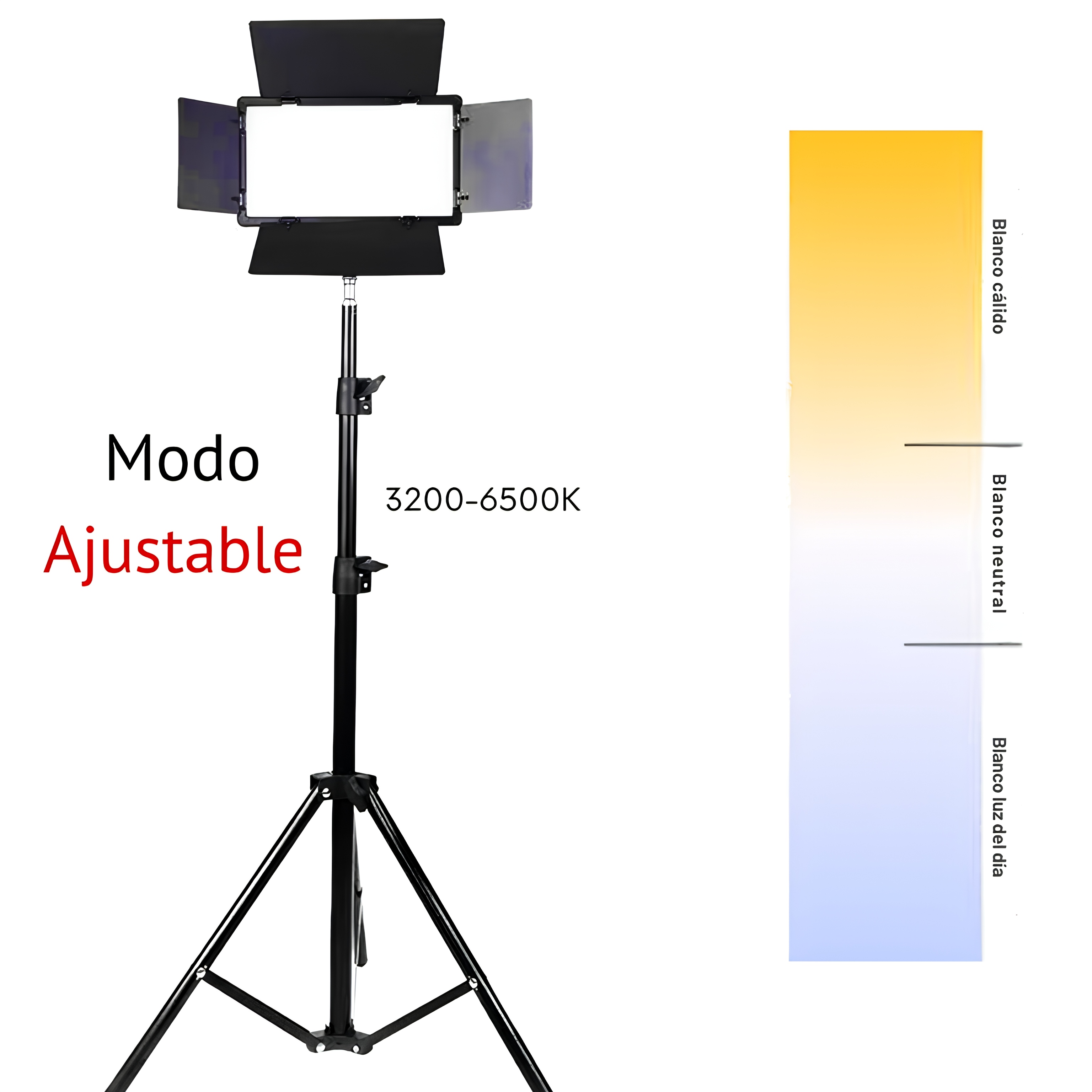 Panel LED  para Fotografía y Video con tripié y batería recargable