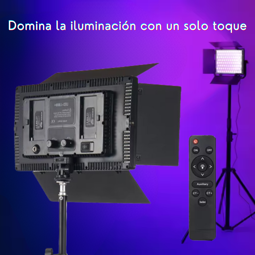 Panel LED  para Fotografía y Video con tripié y batería recargable