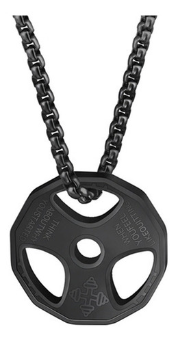 Collar Con Dije Disco Pesa Cadena Acero Inoxidable Gym Fit