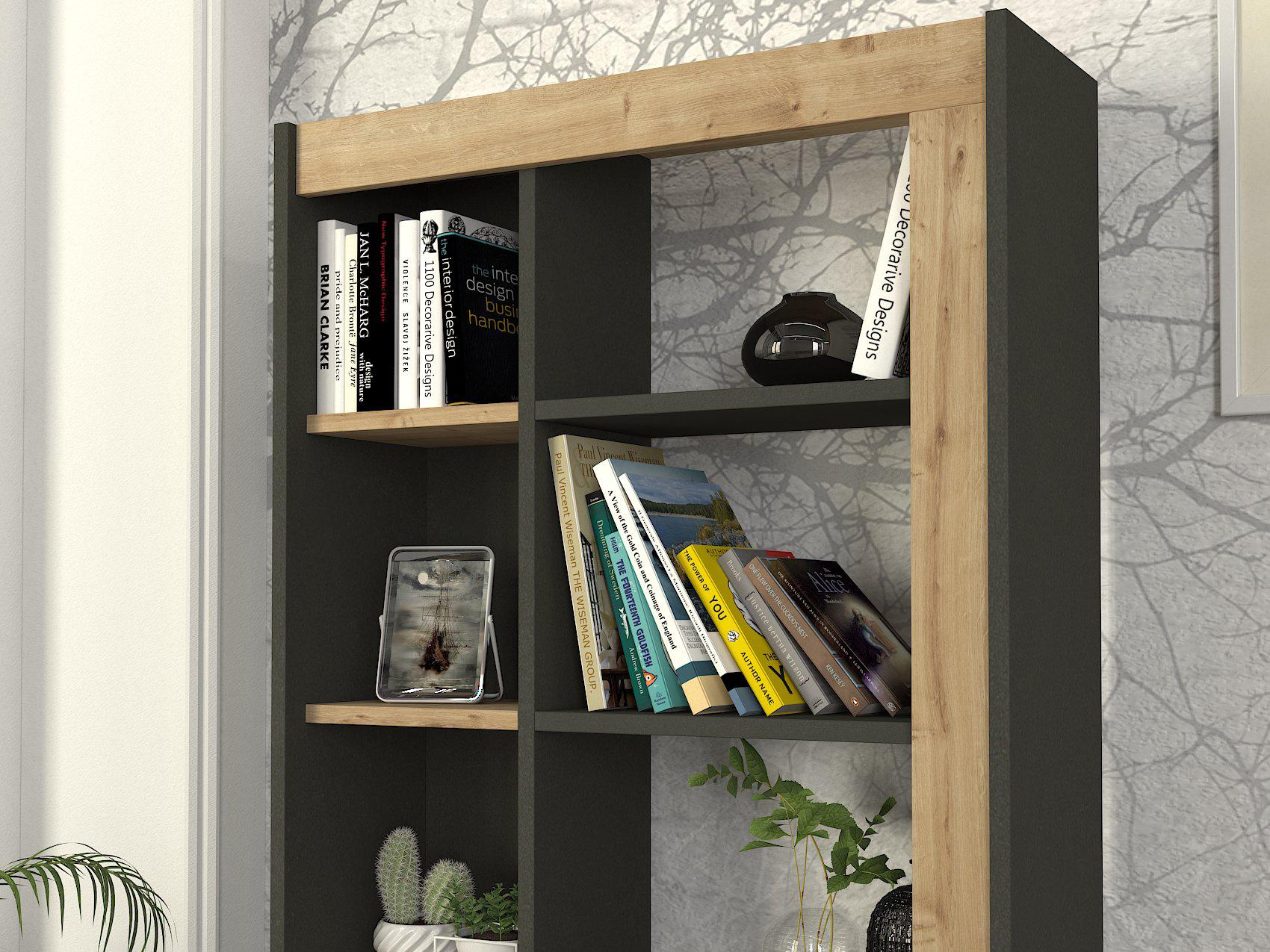 Librero Biblioteca con 10 estantes Negro con Mérida