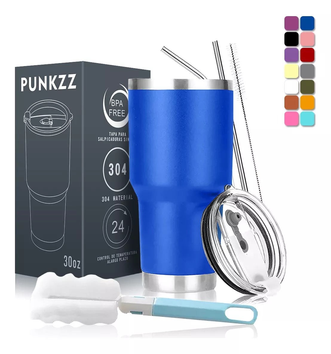 Vaso Térmico De 30oz Acero Inoxidable Con Popote Y Cepillo