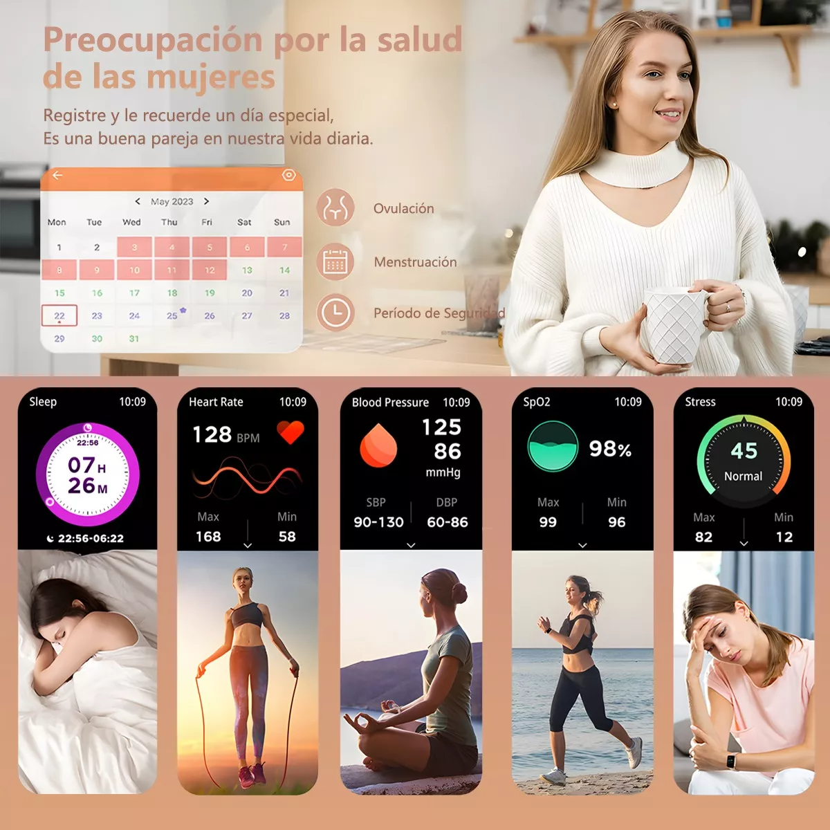 Smartwatch Mujer 1.85 Reloj Inteligente Reloj Impermeable.