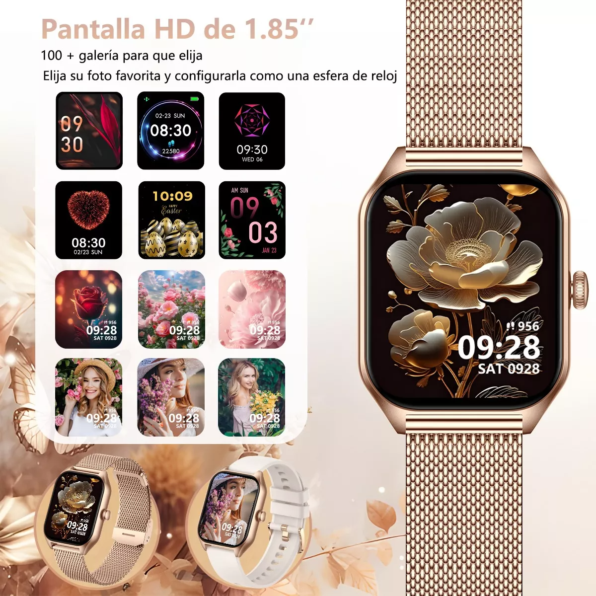 Smartwatch Mujer 1.85 Reloj Inteligente Reloj Impermeable.