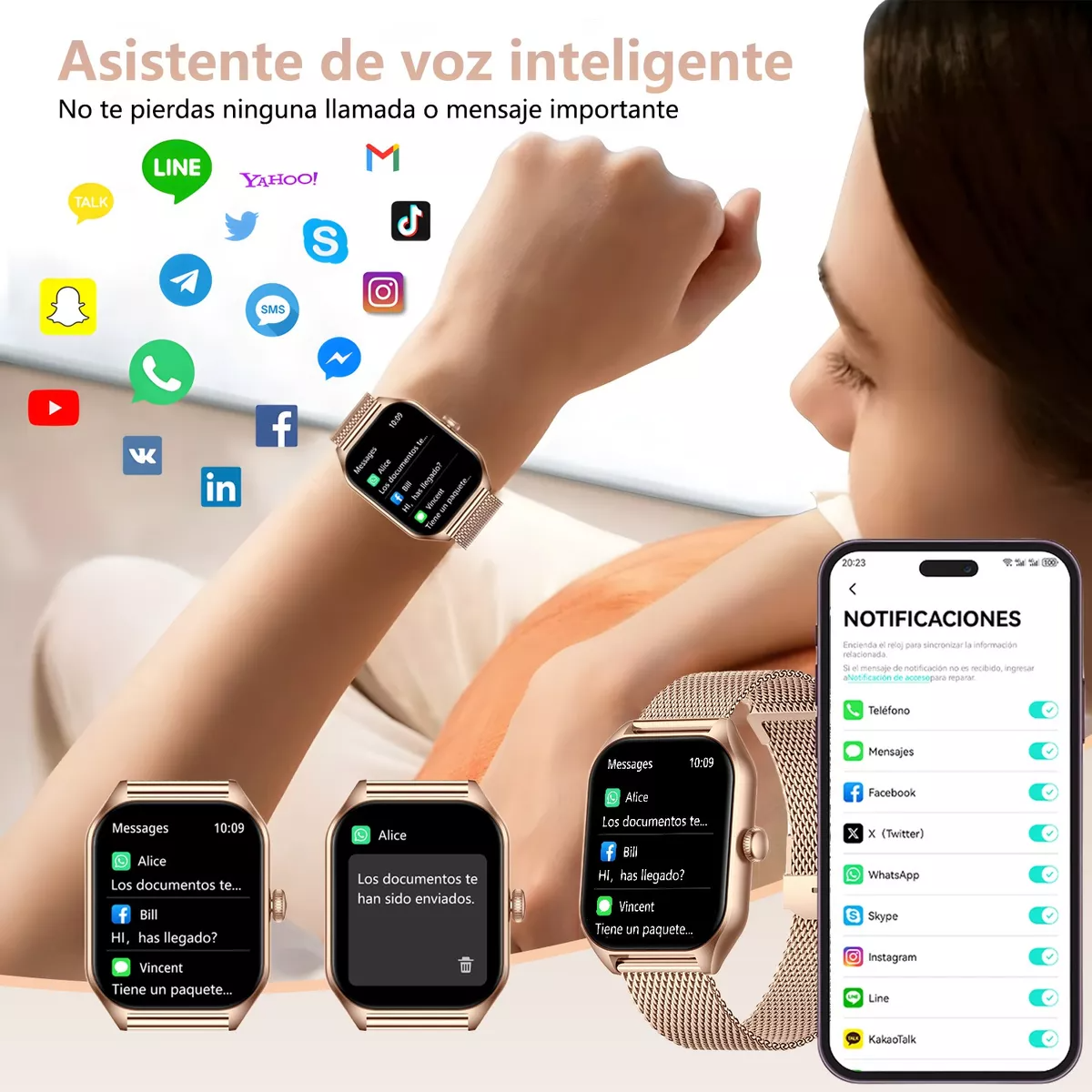 Smartwatch Mujer 1.85 Reloj Inteligente Reloj Impermeable.