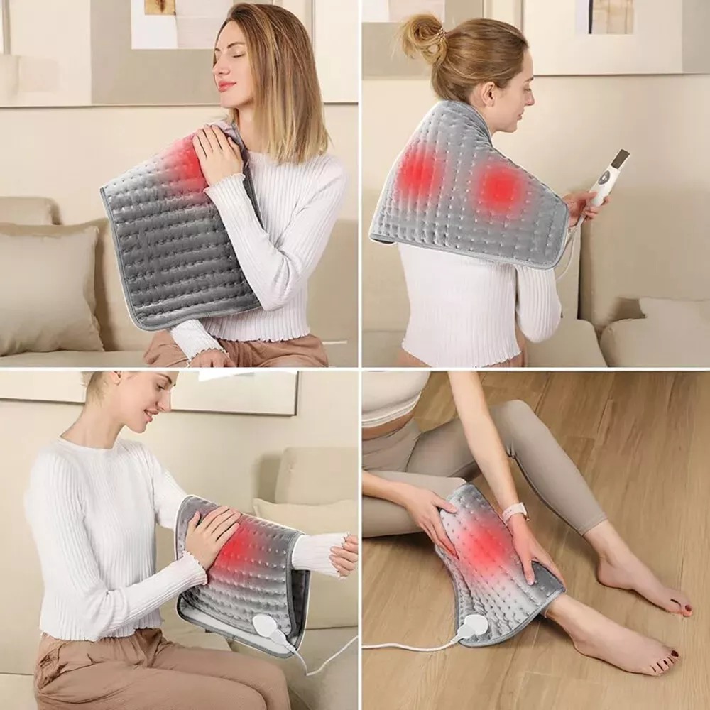 Almohadilla Térmica Cojín De Eléctrico 9 Niveles Temperatura Color Gris