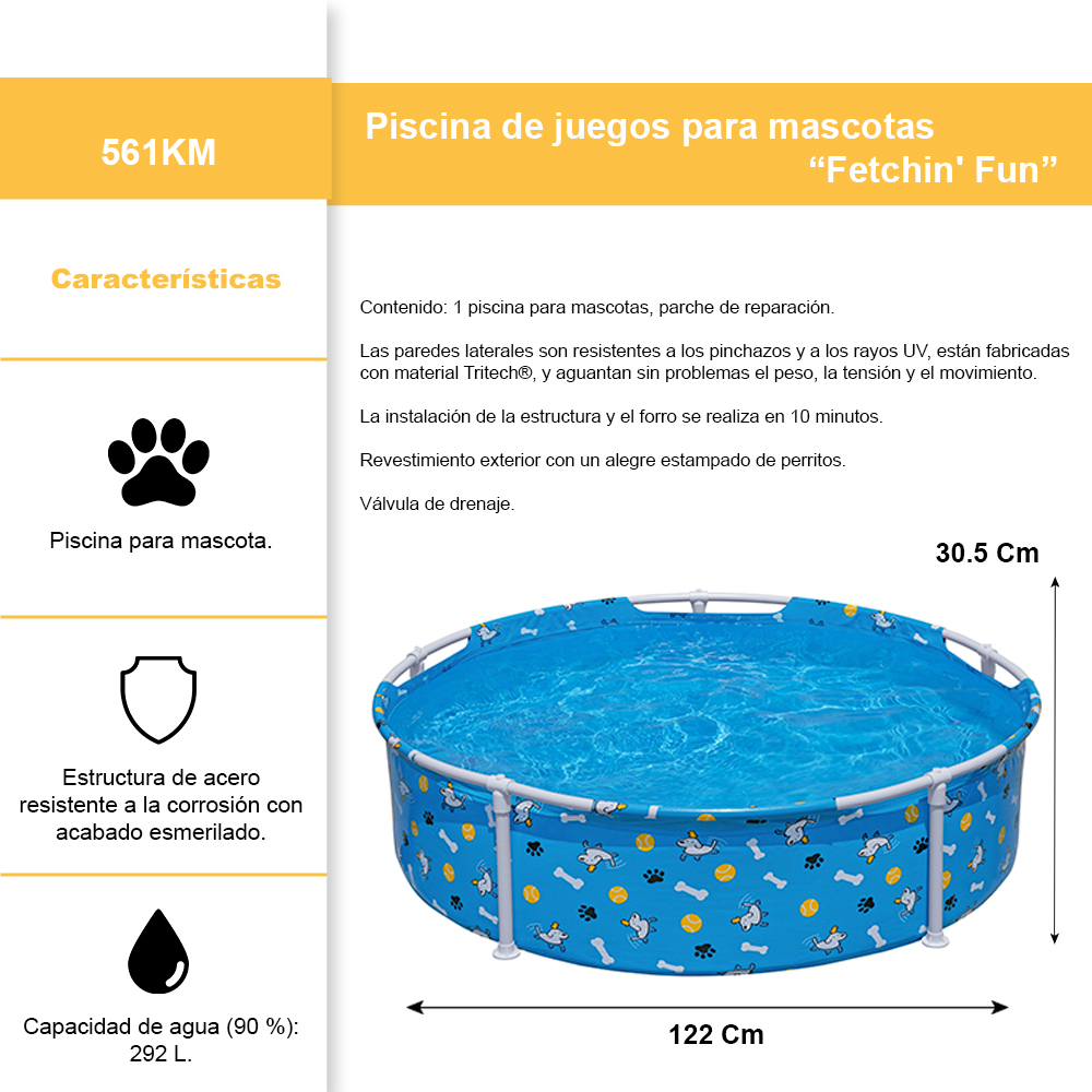 Alberca Para Mascotas Pscina Estructural Bestway Fetchin Fun