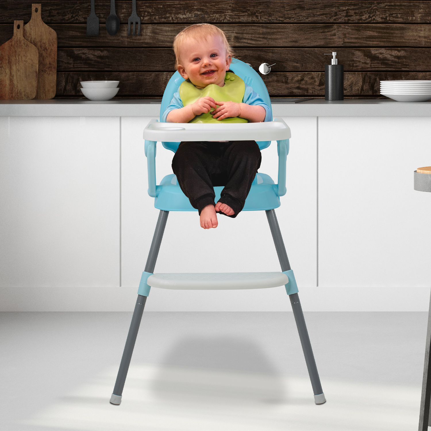 Silla Periquera Alta Bebe 3 En 1 Plegable Bandeja Ajustable .