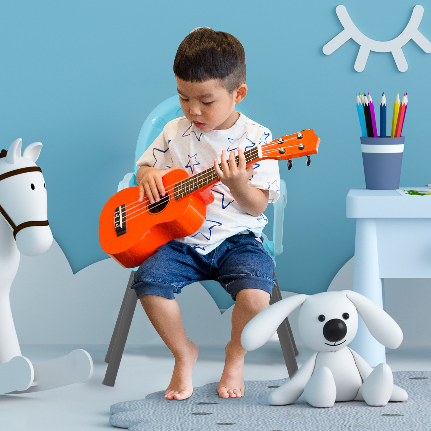 Silla Periquera Alta Bebe 3 En 1 Plegable Bandeja Ajustable .