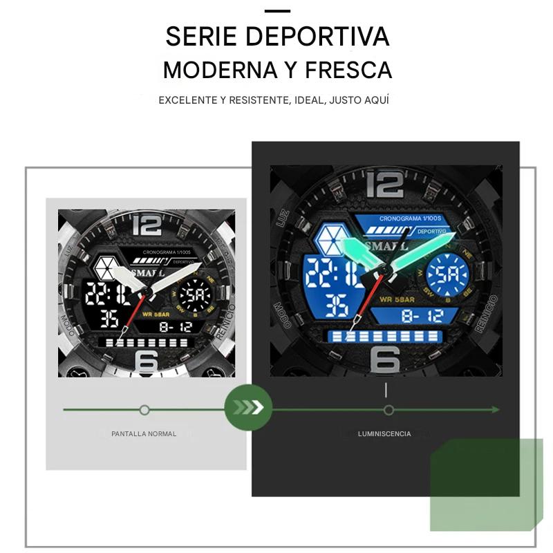 Reloj pulsera digital camuflaje azul cronómetro pantalla Dual resistente agua deportivo militar