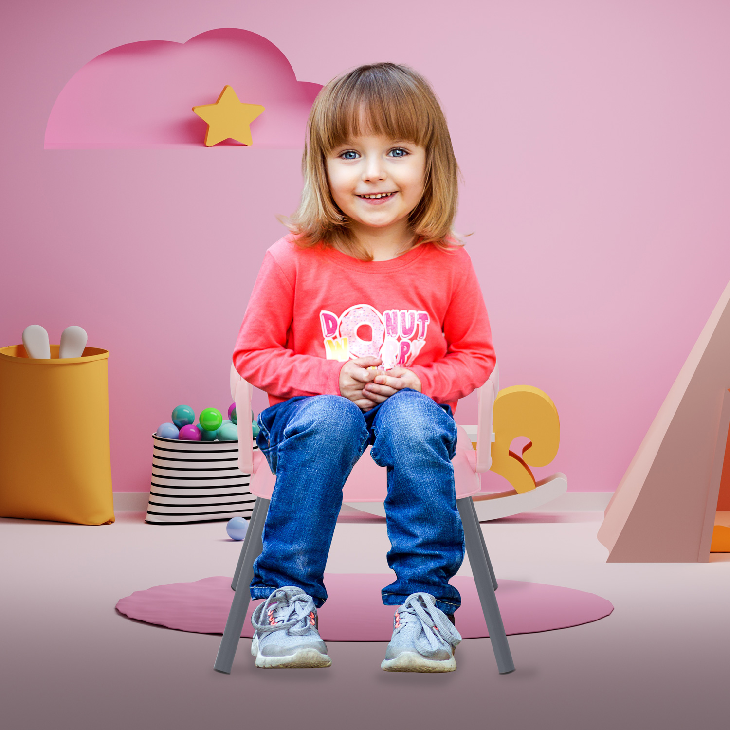 Silla Periquera Alta Bebe Plegable 3 En 1 Bandeja Ajustable