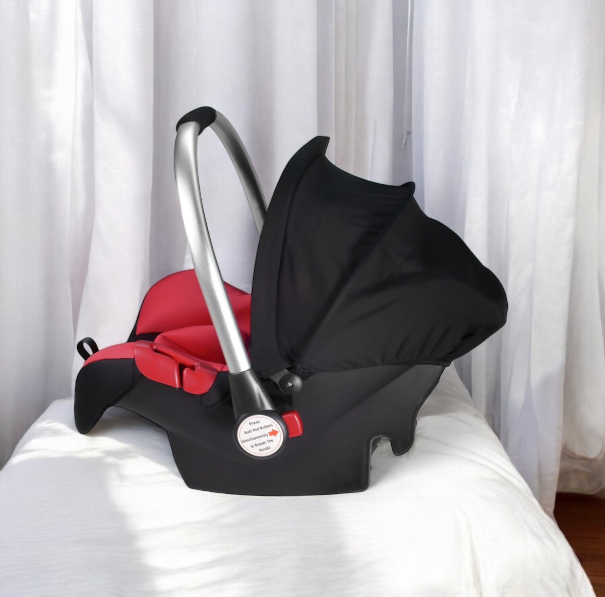 Asiento Portabebe Mecedora Tipo Moises Ergonomico Para Auto Rojo