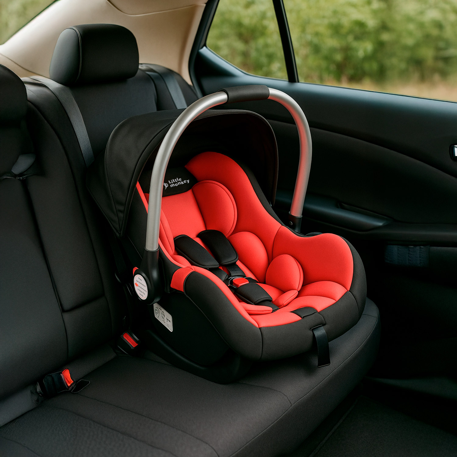 Asiento Portabebe Mecedora Tipo Moises Ergonomico Para Auto Rojo