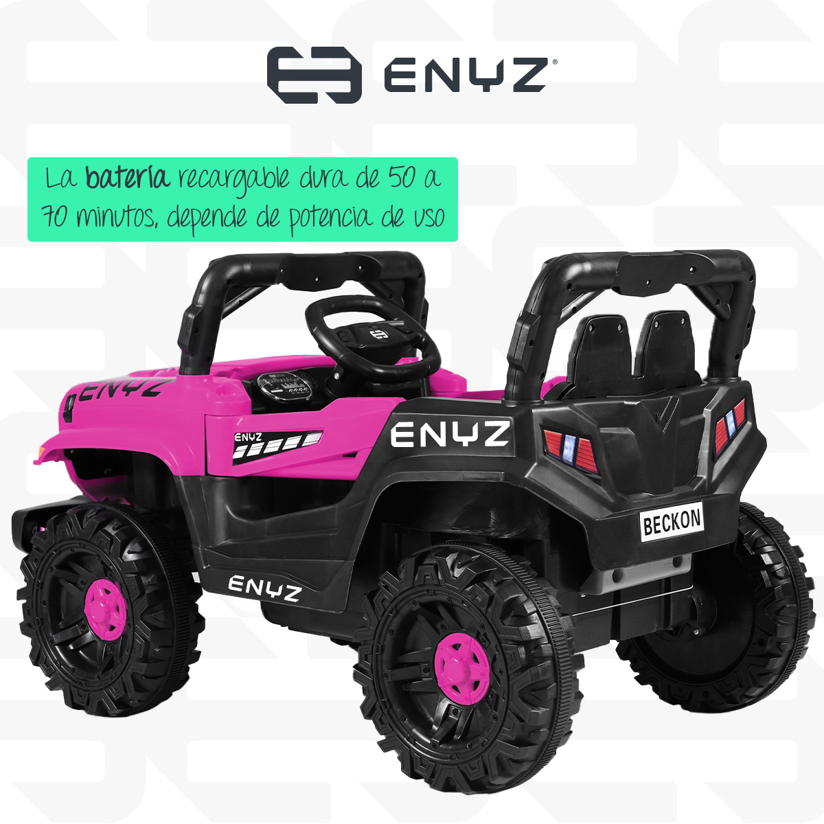 Camioneta Jeep Montable para niña niño Eléctrico Carro Todo terreno Con Control Remoto BCX-6 Enyz luces frontales con multi Led Música Bluetooth Edades de 1 a 4 años