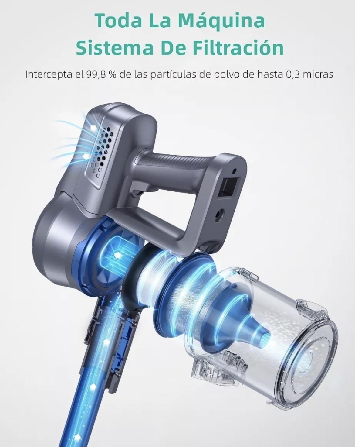 Aspiradora inalámbrica 6 in 1 Greenote GSC50 23Kpa 200W gris y azul
