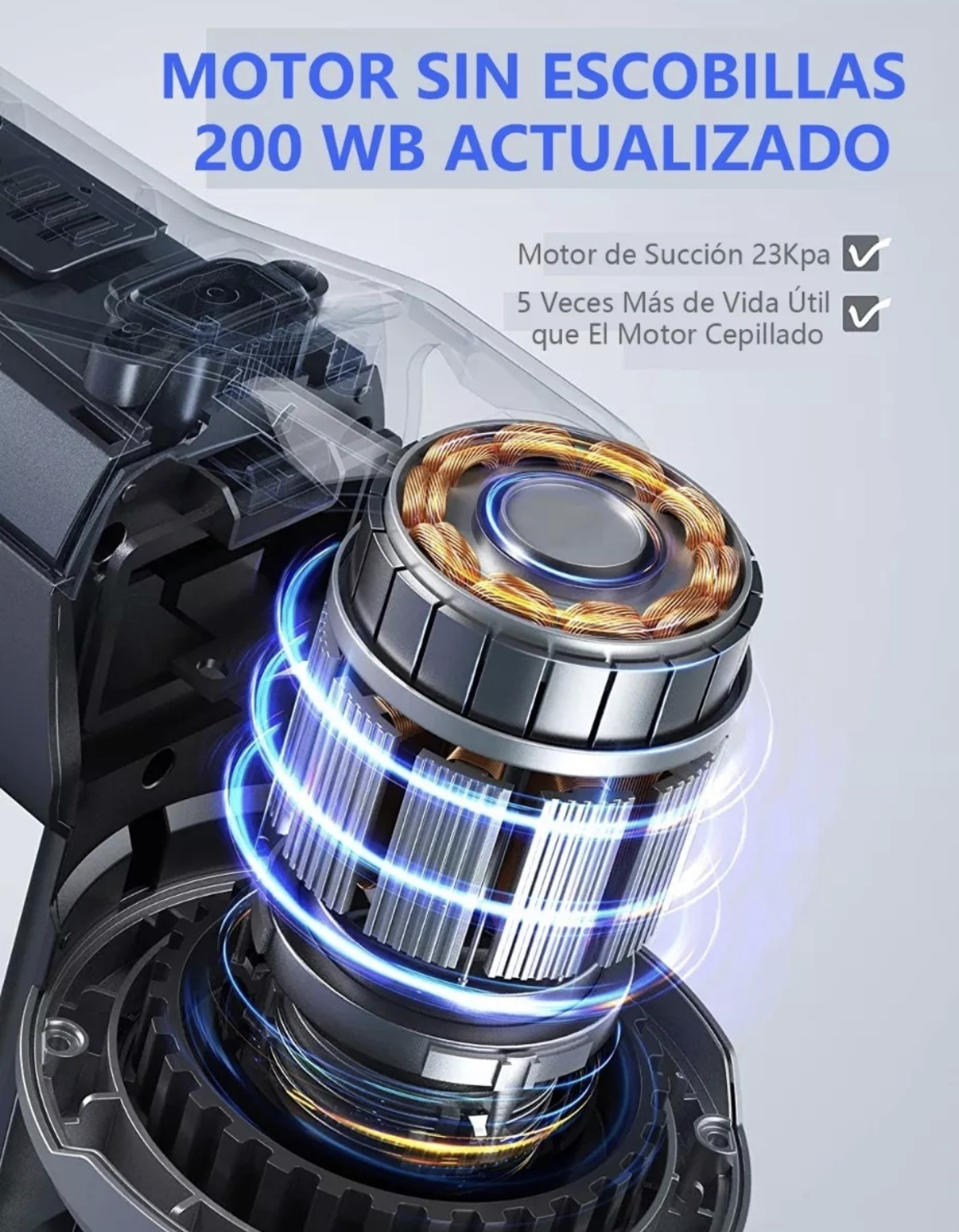 Aspiradora inalámbrica 6 in 1 Greenote GSC50 23Kpa 200W gris y azul