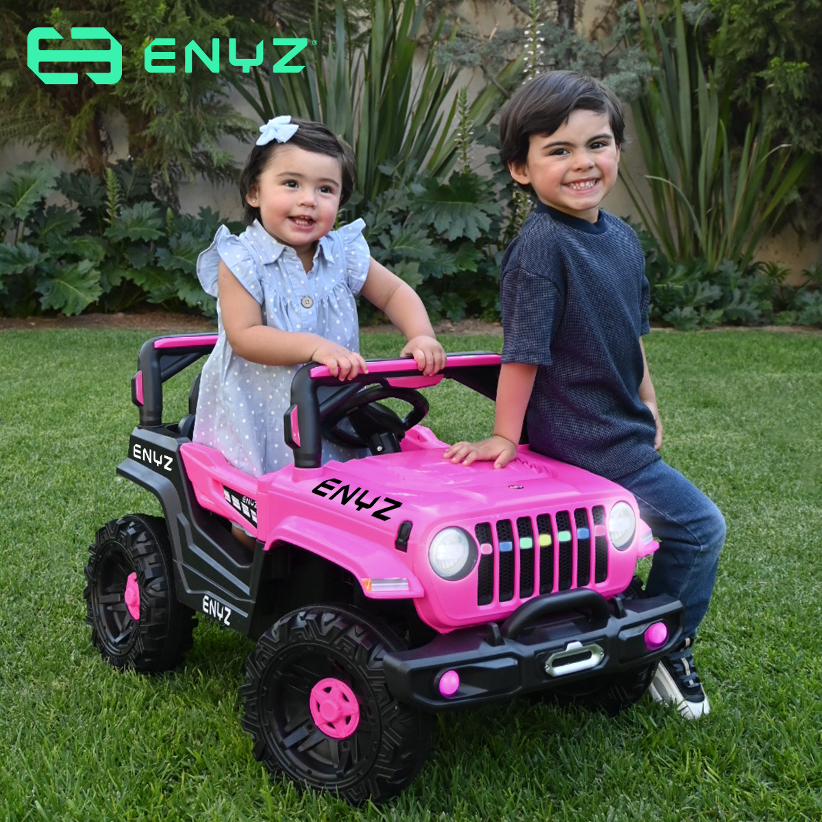 Camioneta Jeep Montable para niña niño Eléctrico Carro Todo terreno Con Control Remoto BCX-6 Enyz luces frontales con multi Led Música Bluetooth Edades de 1 a 4 años