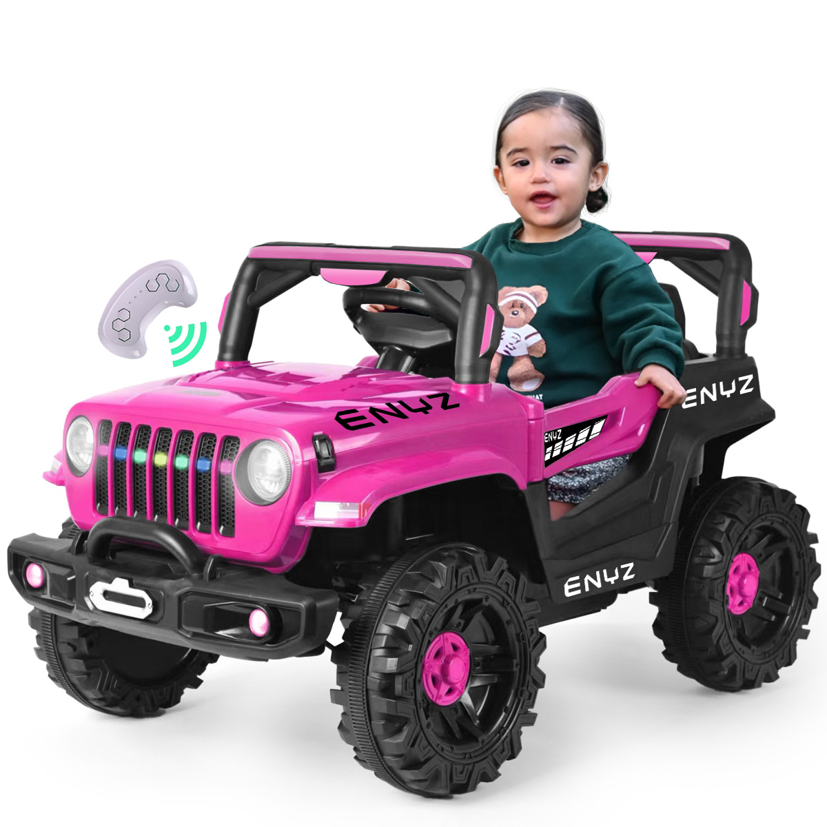Camioneta Jeep Montable para niña niño Eléctrico Carro Todo terreno Con Control Remoto BCX-6 Enyz luces frontales con multi Led Música Bluetooth Edades de 1 a 4 años