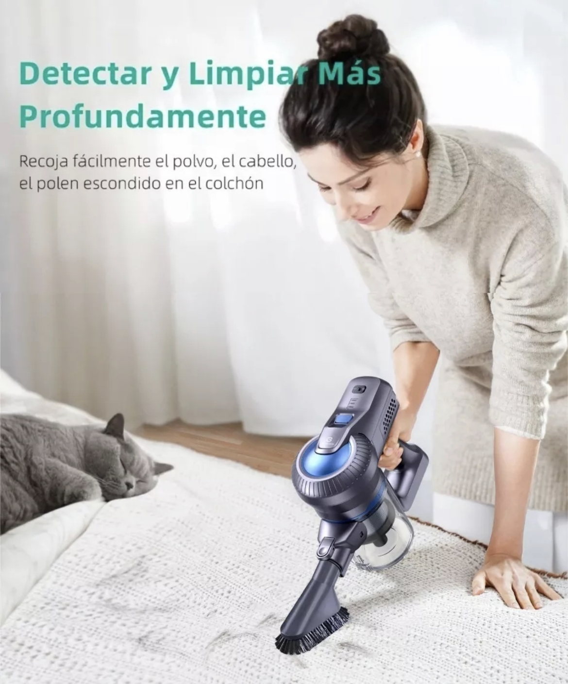 Aspiradora inalámbrica 6 in 1 Greenote GSC50 23Kpa 200W gris y azul